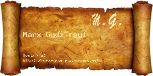 Marx Györgyi névjegykártya